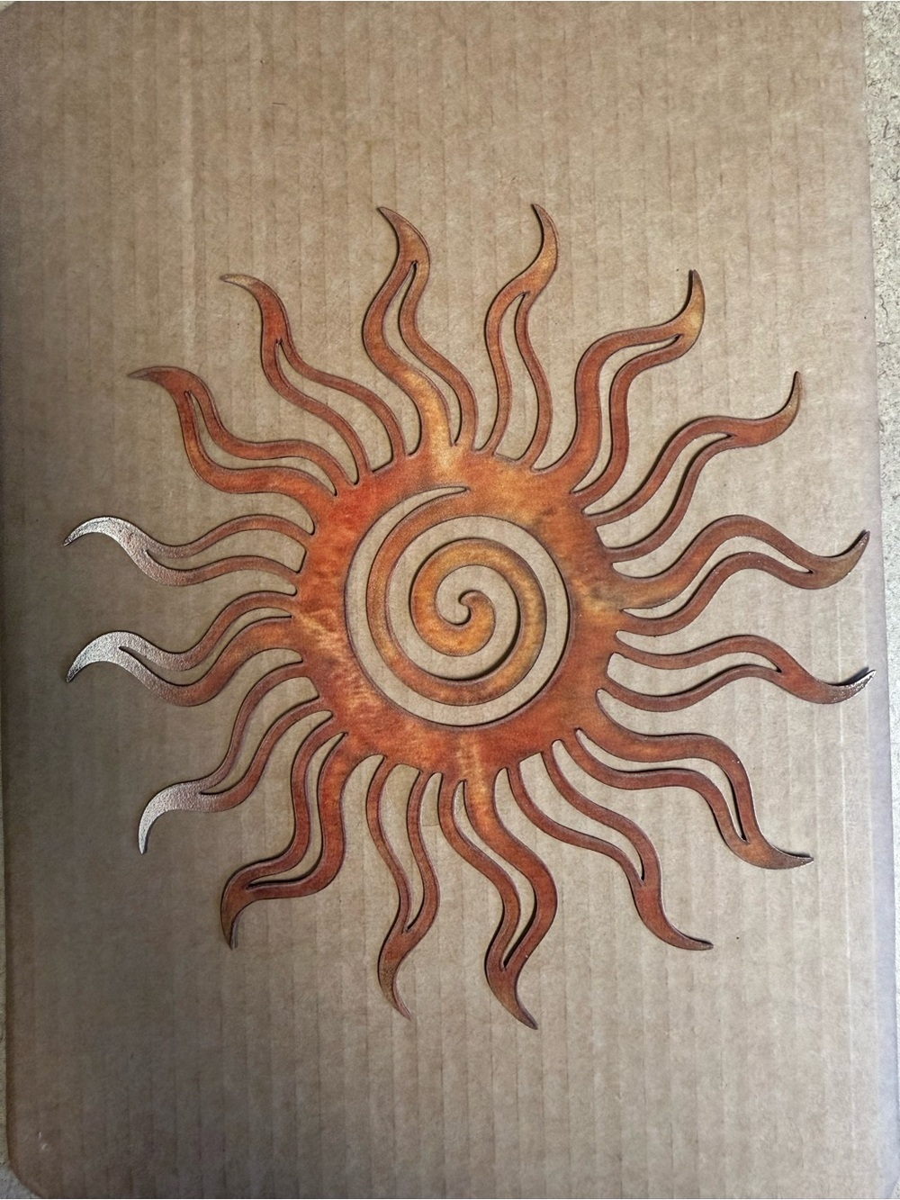 Metal Sunburst Wall Art in Burnt Orange - Decorative Home Accent